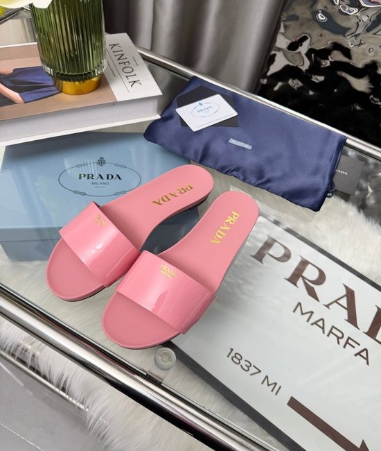 Prada Chunky Heel Slides Comfortable Non-slip Durable Sole