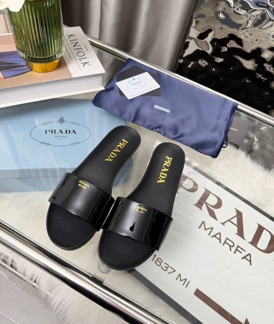 Prada Chunky Heel Slides Comfortable Non-slip Durable Sole