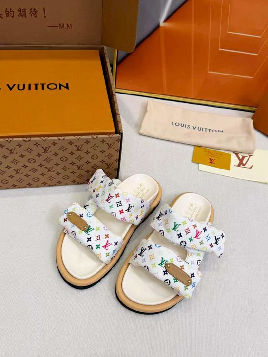 Louis Vuitton Printed Platform Slides with Adjustable Fasteners