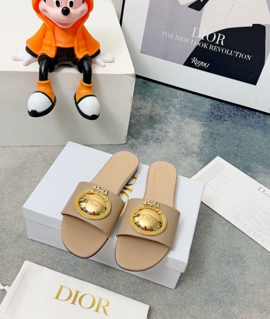 Christian Dior CD Metal Accent Soft Lining Comfort Slides