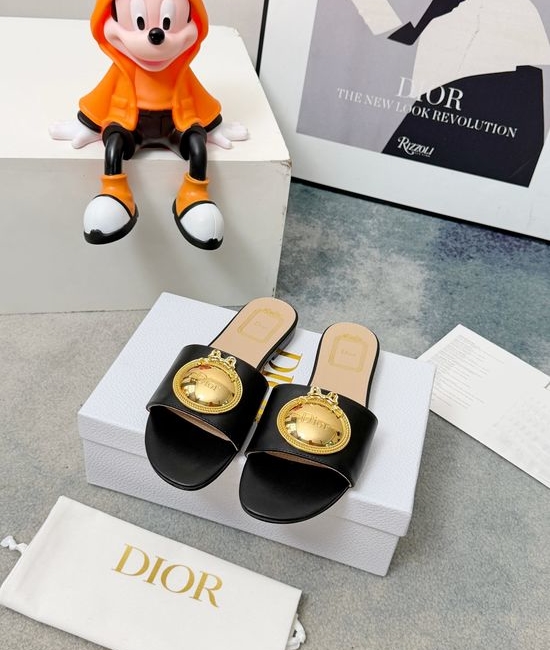 Christian Dior CD Metal Accent Soft Lining Comfort Slides