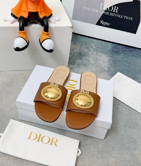 Christian Dior CD Metal Accent Soft Lining Comfort Slides