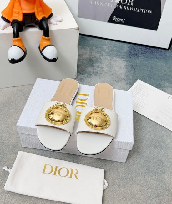 Christian Dior CD Metal Accent Soft Lining Comfort Slides