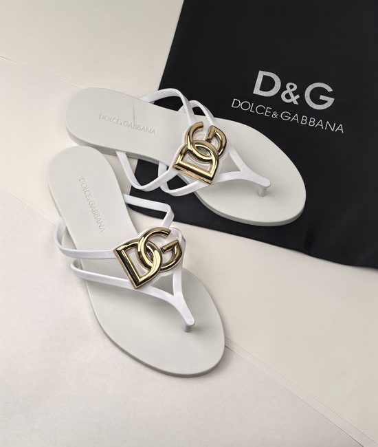 Dolce & Gabbana Glossy TPU Flip Flops with Gold Logo Premium Quality