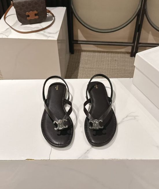 Celine Minimalist Toe-Post Sandals with Triumph Arch Detail