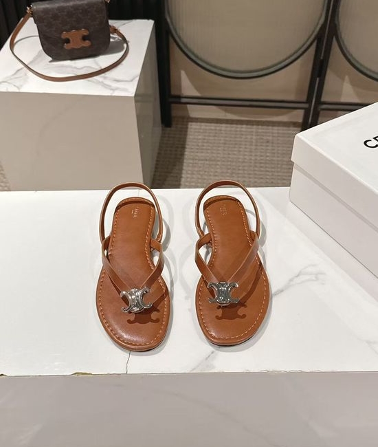 Celine Minimalist Toe-Post Sandals with Triumph Arch Detail