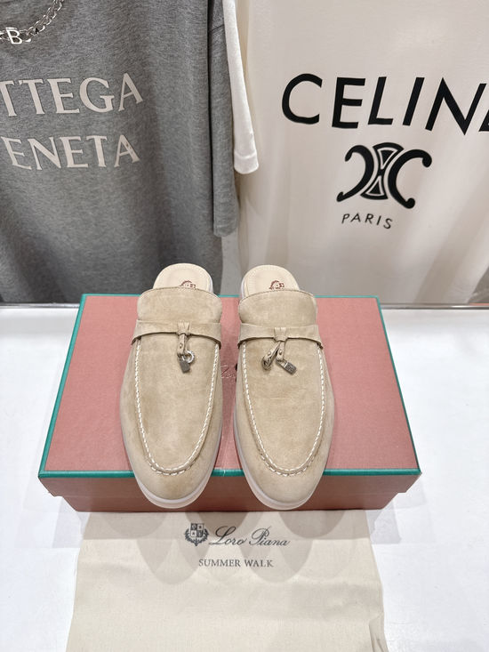 Loro Piana Classic Suede Mules Soft Sole Breathable Versatile Casual Shoes