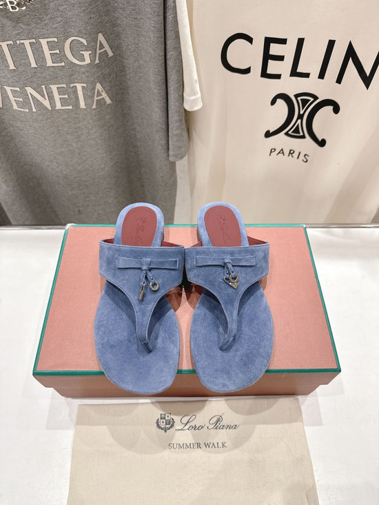 Loro Piana Suede Flip Flops Soft Comfortable Lightweight Casual Beach Shoes