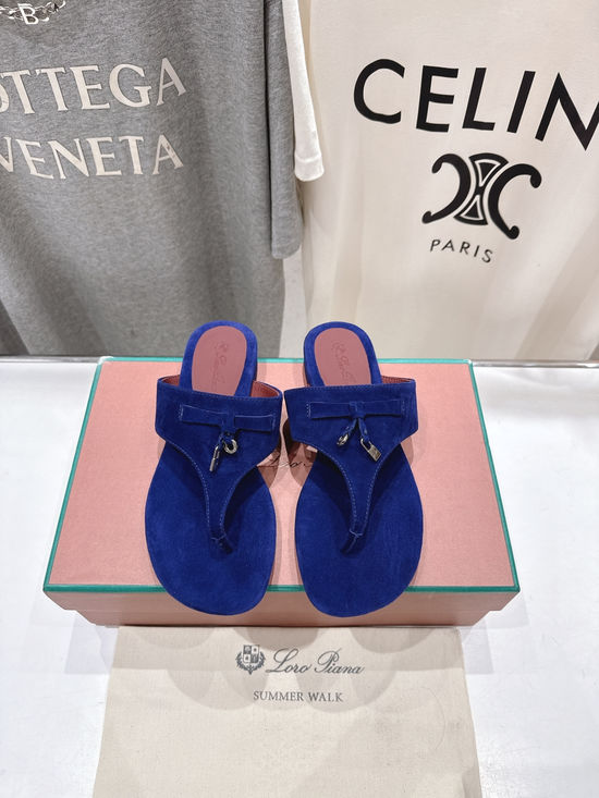 Loro Piana Suede Flip Flops Soft Comfortable Lightweight Casual Beach Shoes