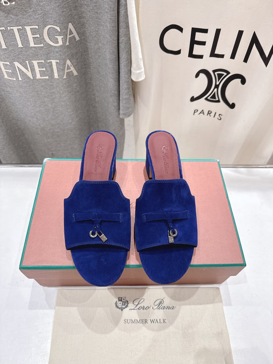 Loro Piana Elegant Suede High Heel Slides Premium Soft Sole Comfortable Shoes