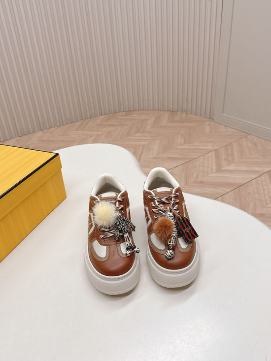 Fendi Leather Patchwork Chunky Platform Casual Sneakers