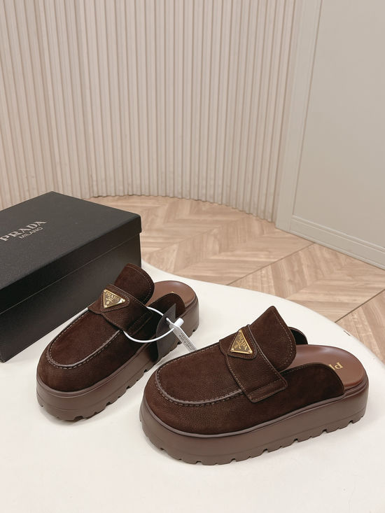 Prada Closed Toe Non-slip Comfort Casual Platform Sandals