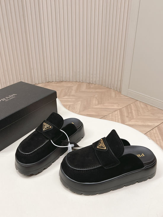 Prada Closed Toe Non-slip Comfort Casual Platform Sandals