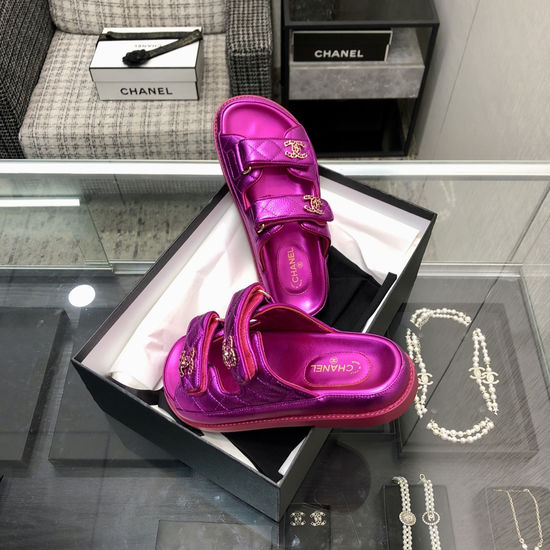 Hermes Grain Leather Hook And Loop Slides