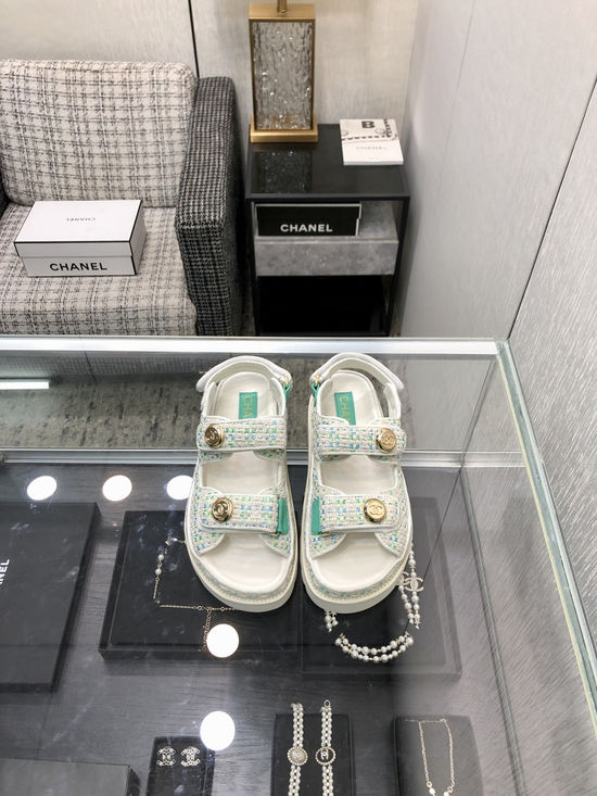 Hermes Woven Fabric Hook And Loop Sandals