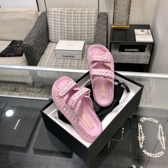 Hermes Woven Fabric Hook And Loop Sandals