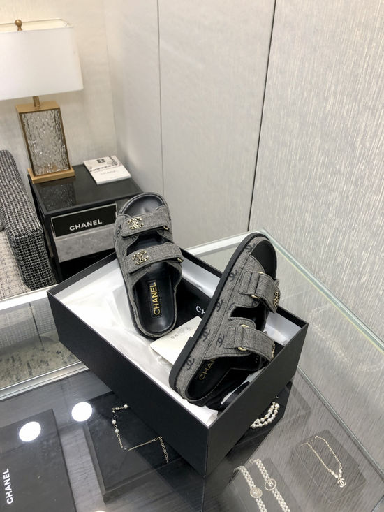 Prada Denim Printed Hook And Loop Sandals