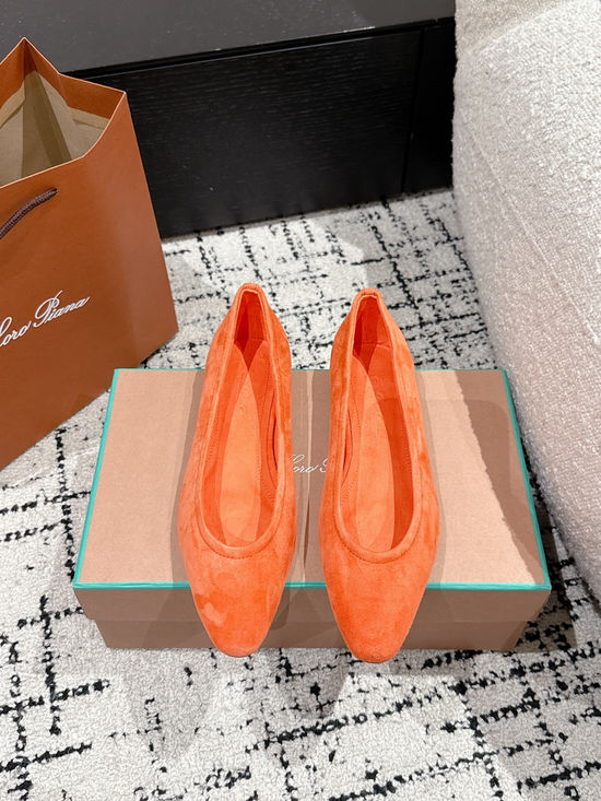 Loro Piana Soft Suede Ballet Flats Comfortable Versatile Daily Shoes