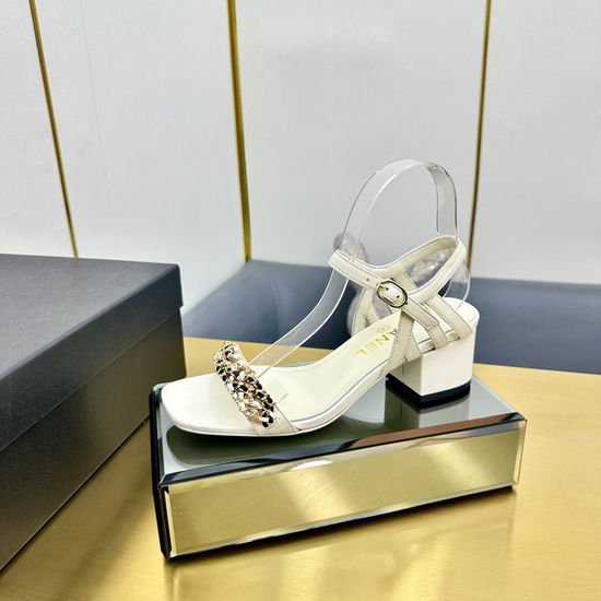 Chanel Vintage Retro Round Toe Block Heel Backless Sandals