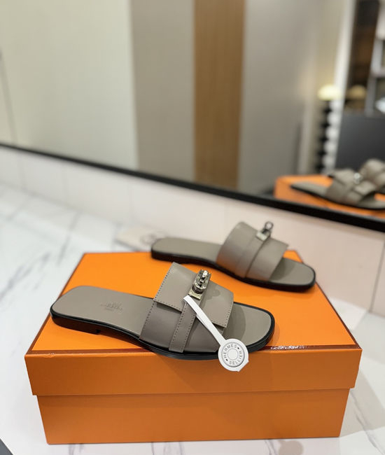 Hermes Genuine Cowhide Lined Sheepskin Comfortable Dress Shoes