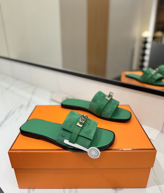 Hermes Suede Upper Sheepskin Lined Comfortable Casual Shoes