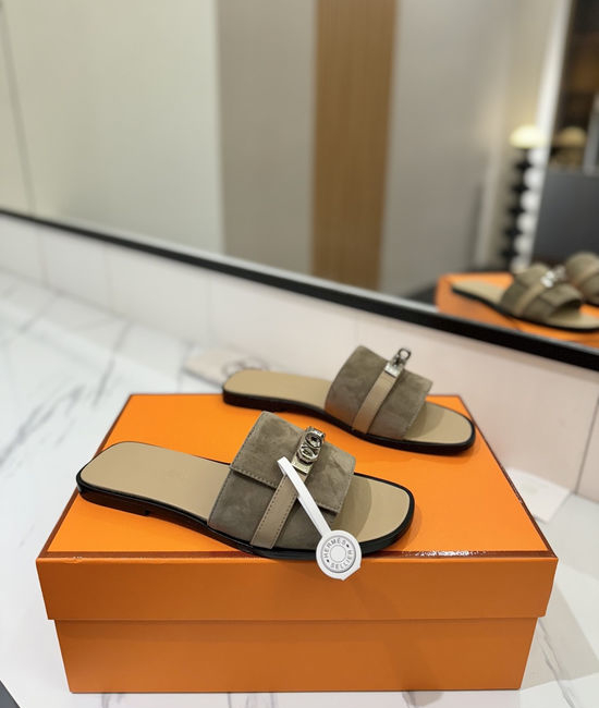 Hermes Suede Upper Sheepskin Lined Comfortable Casual Shoes