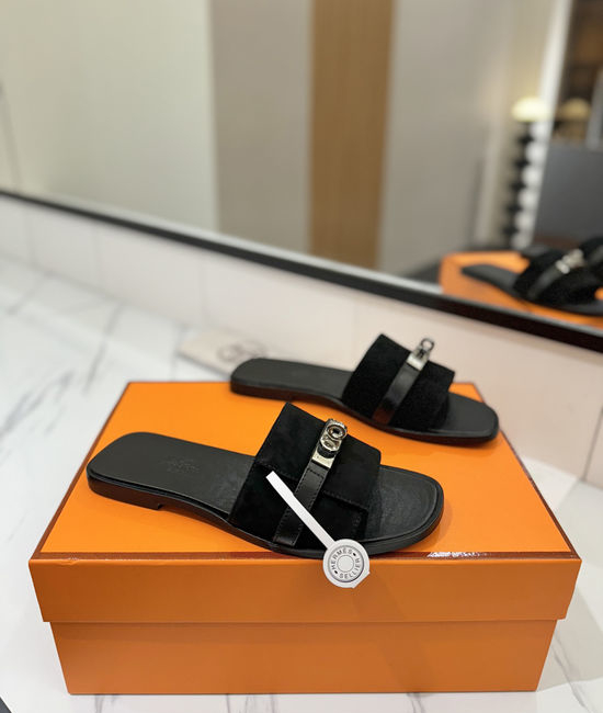 Hermes Suede Upper Sheepskin Lined Comfortable Casual Shoes