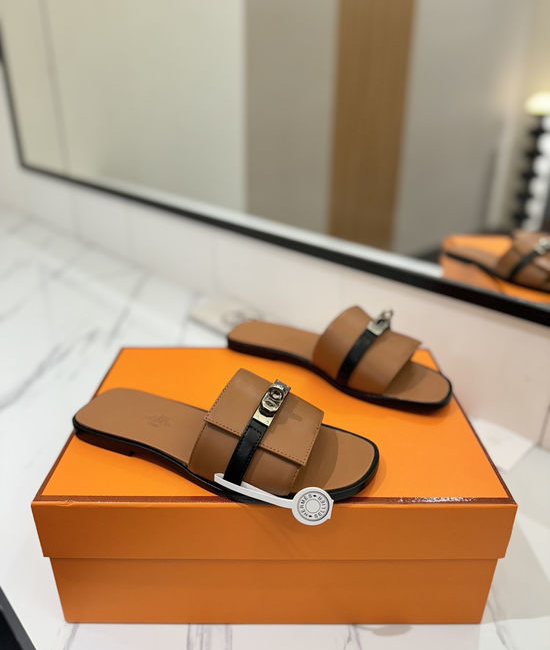 Hermes Genuine Cowhide Lined Sheepskin Comfortable Dress Shoes