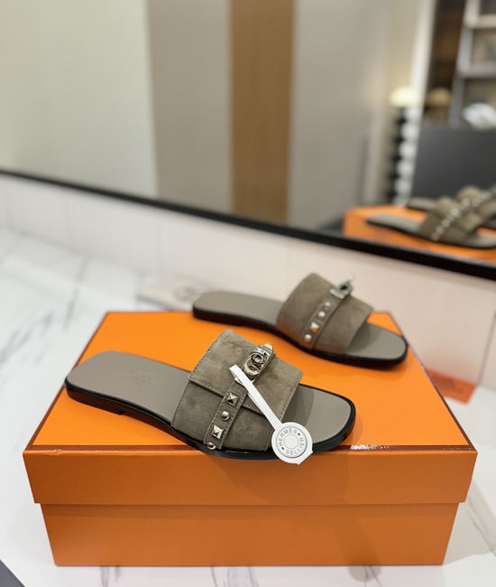 Hermes Suede Upper Welted Leather Sole Comfortable Casual Shoes