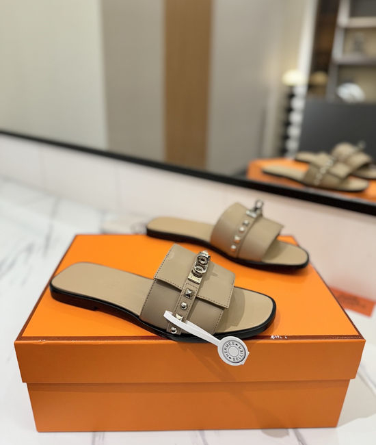 Hermes Smooth Cowhide Welted Leather Sole Comfortable Shoes