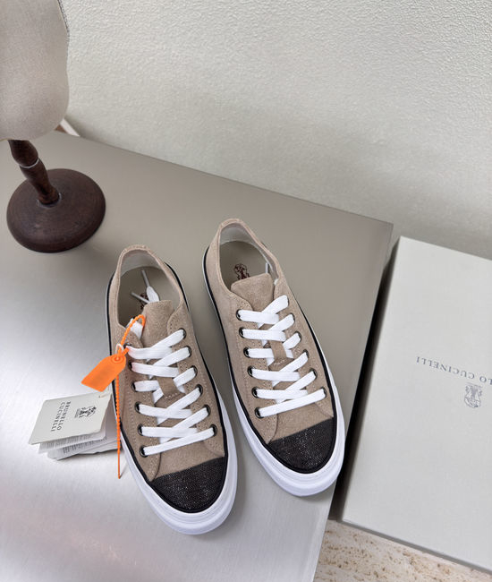 Brunello Cucinelli Gray Lace-up Suede Comfort Versatile Casual Shoes