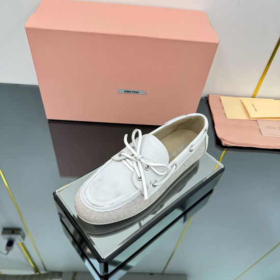 Miu Miu Distressed Leather Lace-up Loafers Soft Comfortable