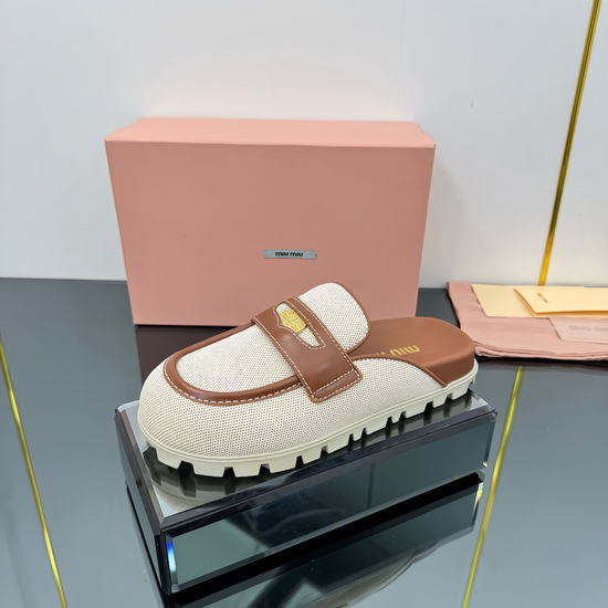 Miu Miu Vintage Coin Decor Mules Premium Leather Upper Soft Lining