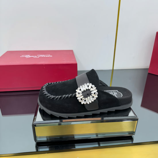 Roger Viver RV Casual Closed Toe Mules With Adjustable Strap And Shiny Buckle