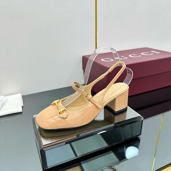 Gucci Patent Leather Block Heel Slingback Mary Jane Shoes