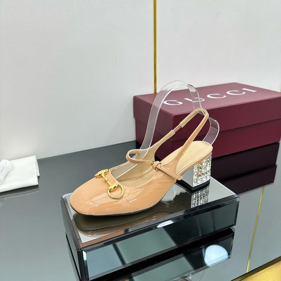 Gucci Patent Leather Block Heel Slingback Mary Jane Shoes
