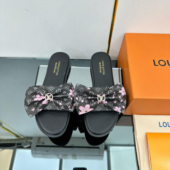 Louis Vuitton LV Genuine Leather Sole Printed Pattern Casual Slides