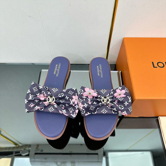Louis Vuitton LV Genuine Leather Sole Printed Pattern Casual Slides