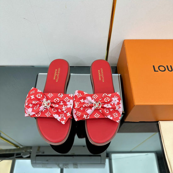 Louis Vuitton LV Genuine Leather Sole Printed Pattern Casual Slides