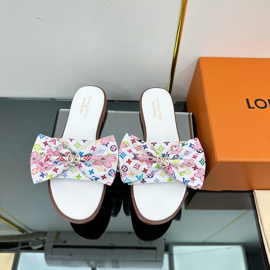 Louis Vuitton LV Genuine Leather Sole Printed Pattern Casual Slides