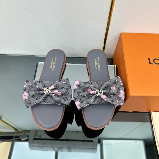 Louis Vuitton LV Genuine Leather Sole Printed Pattern Casual Slides