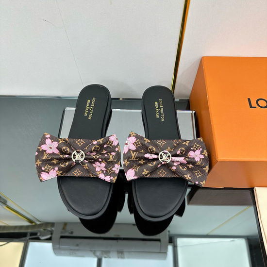 Louis Vuitton LV Genuine Leather Sole Printed Pattern Casual Slides