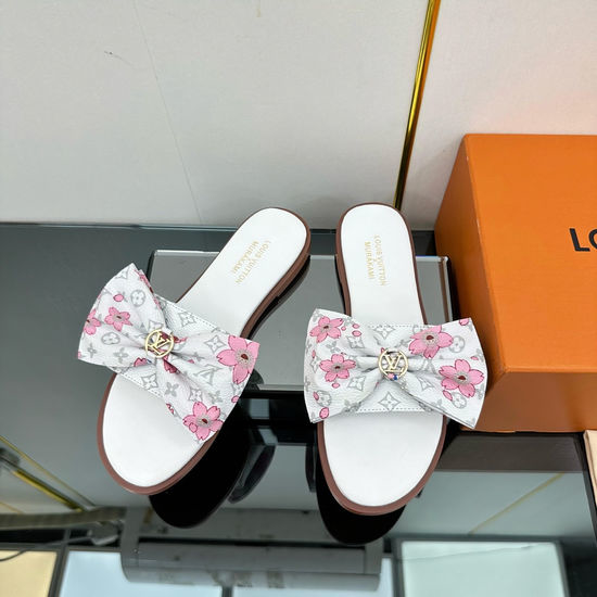 Louis Vuitton LV Genuine Leather Sole Printed Pattern Casual Slides