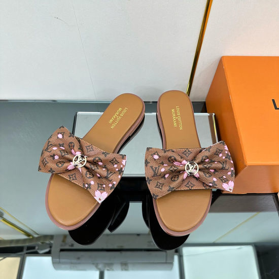 Louis Vuitton LV Genuine Leather Sole Printed Pattern Casual Slides