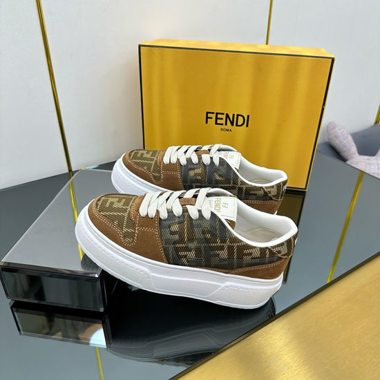 Fendi Leather And Rubber Paneled Platform Casual Sneakers