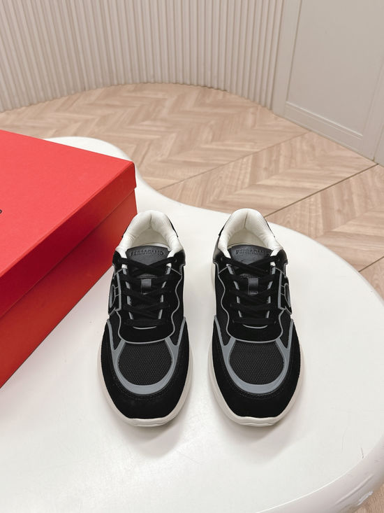 Ferragamo Decorative Buckle Casual Sneakers with Breathable Mesh Upper