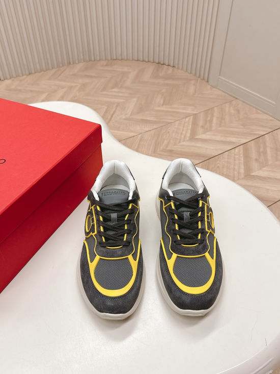 Ferragamo Decorative Buckle Casual Sneakers with Breathable Mesh Upper