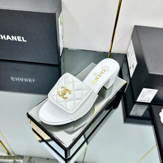 Chanel Vintage Style Round Toe Backless Leather Loafers