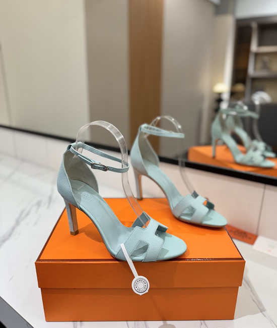 Hermes Elegant Palm Grain Leather High Heel Dress Shoes
