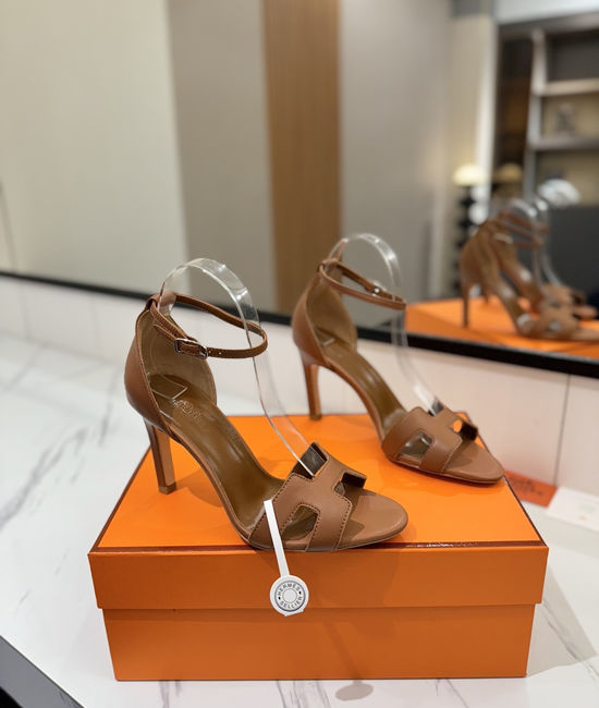Hermes Premium Smooth Leather High Heel Comfort Shoes